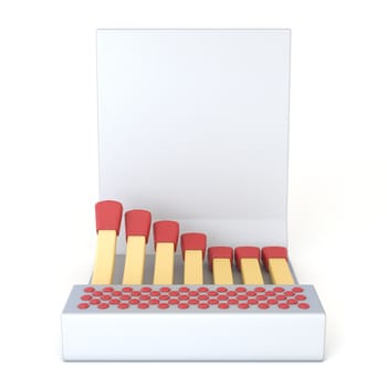 White cardboard matcbook Front view 3D render illustration isolated on white background