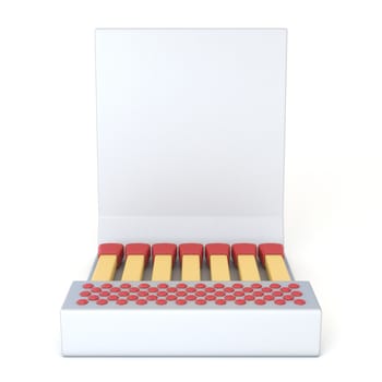 White cardboard matcbook Front view 3D render illustration isolated on white background