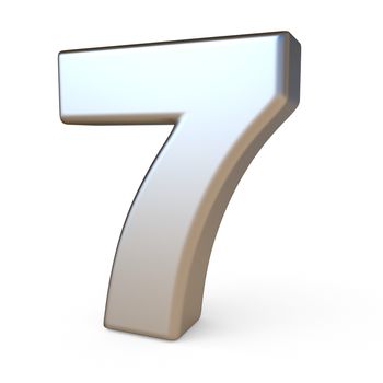Metal font NUMBER SEVEN 7 3D render illustration isolated on white background