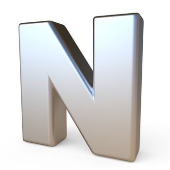 Metal font LETTER N 3D render illustration isolated on white background