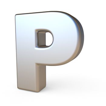 Metal font LETTER P 3D render illustration isolated on white background