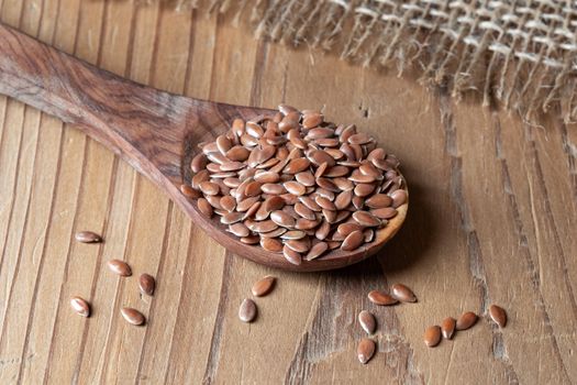 Flax seeds on a spoon