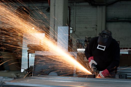 grinding sparks in a heavy industry workshop