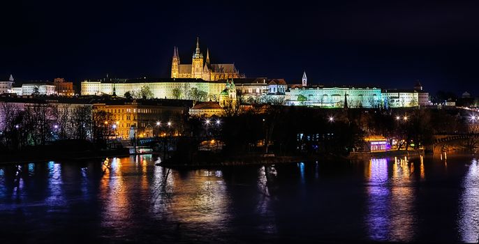 The Prague Castle in the night