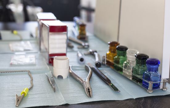 Dentist hand tools prepared for work