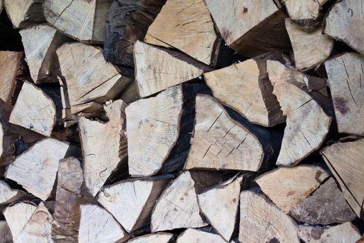 firewood pile closeup cuted wood logs