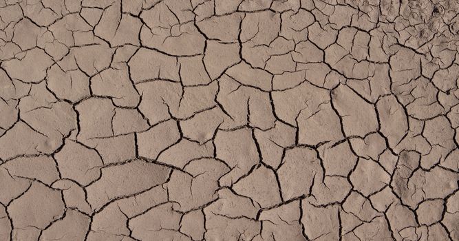 brown clacked and dry desert soil closeup