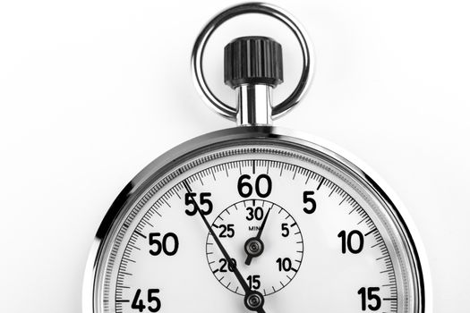 silver stopwatch timer crop isolated on white background