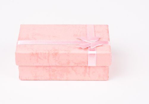 pink jewelry gift box isolated on white