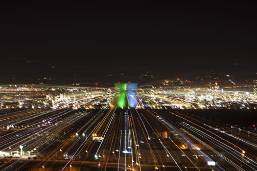 abstract city light trails  in the night