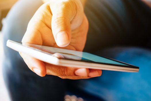 close up image of Phone on hands.