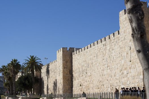 jerusalem outer wall with  some people