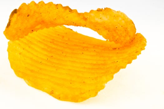 two spicy chips on each other white background