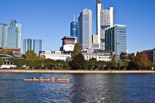 the city of frankfurt office buildings and the river