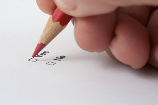 yes or no decition checkbox made with pencil