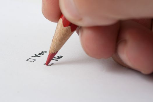 yes or no decition checkbox made with red pencil