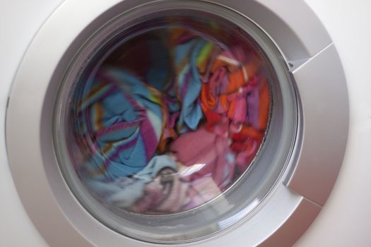 color laundry spin in a washmachine.