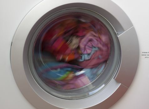 color laundry spin in a washmachine.