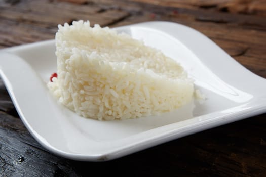 White rice in bowl. Shallow dof