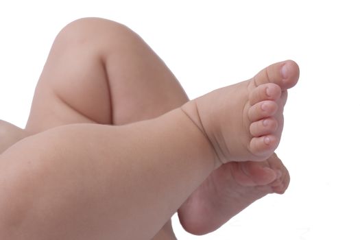 baby foot with toes on white background
