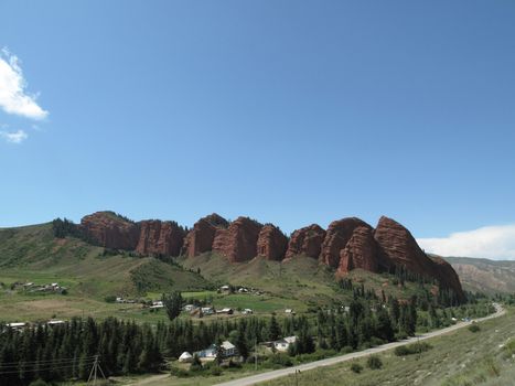 
Seven Bulls rock formation near Jeti Oguz