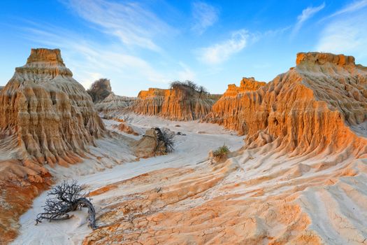 Desert lunettes of Lake Mungo in outback NSW Australia.  The lake has been dry for thousands of years and resulting landscape now exists.