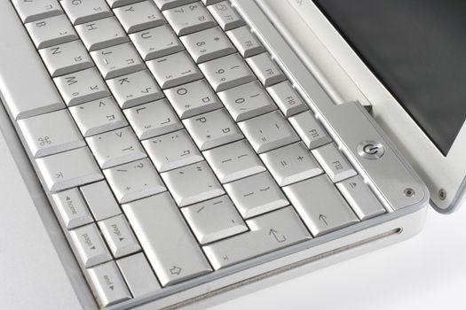 silver laptop keyboard closeup