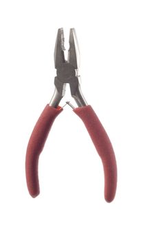 red handle plier on white background