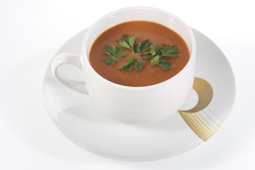 tomato soup on white background