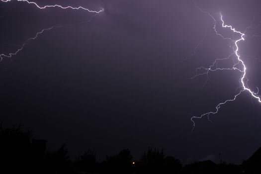 multiple lightnings in the sky