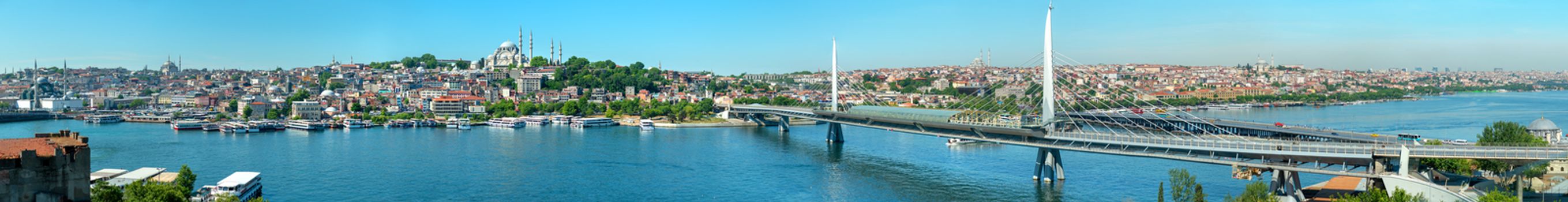 Panorama Metro station on Golden Horn bridge in Istanbul, Turkey