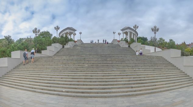 Chernomorsk, Ukraine - 09.09.2018. Panorama view of the city of Chernomorsk, formerly Illichevsk, the city in the Odessakaya oblast.