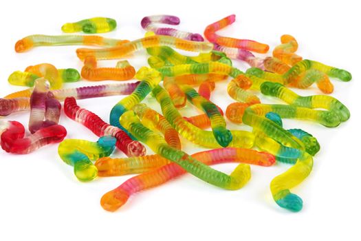 colorful neon gummy candies isolaten on white background