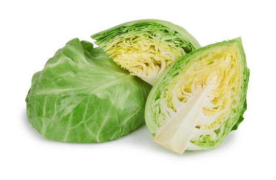 green cabbage isolated on a white background