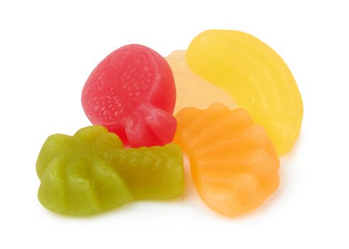 colorful neon gummy candies isolaten on white background