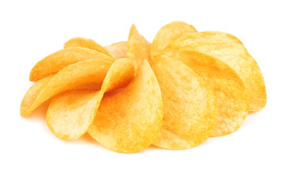Potato chips isolated on a white background 