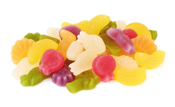 colorful neon gummy candies isolaten on white background