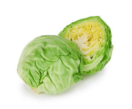 green cabbage isolated on a white background