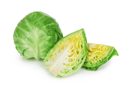 green cabbage isolated on a white background