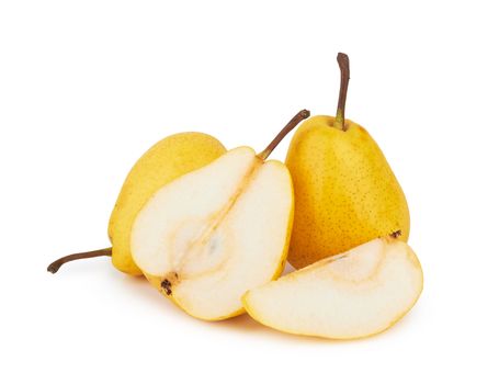 Yellow pears isolated on white background