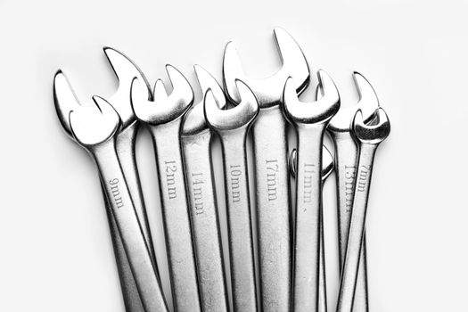 A set of spanners over white background