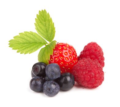 Berries with leaf isolated on white background