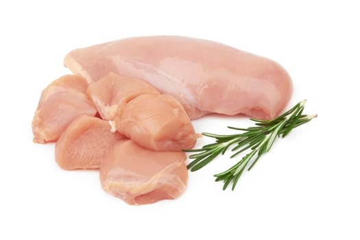 Raw chicken fillets isolated on white background