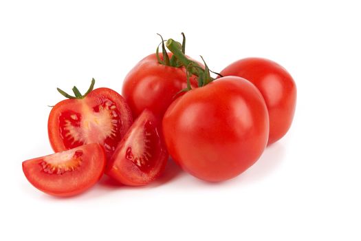 Closeup of tomatoes isolated on the white background