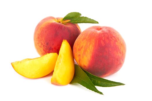 Fresh sweet peach on a white background