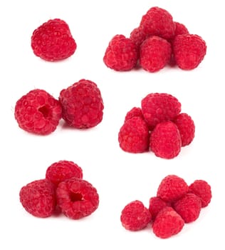 fresh ripe raspberries isolated on white background
