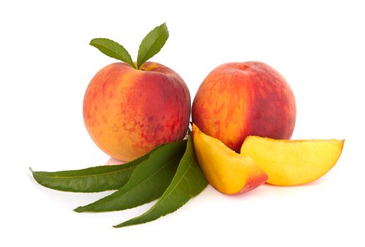 Fresh sweet peach on a white background