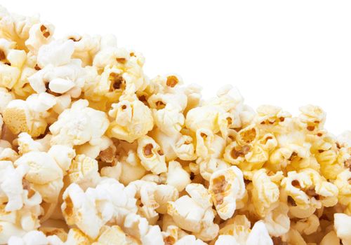 pile of popcorn on a white background