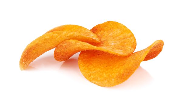 Potato chips isolated on a white background