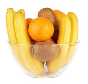 fruits in glass bowl isolated on a white 